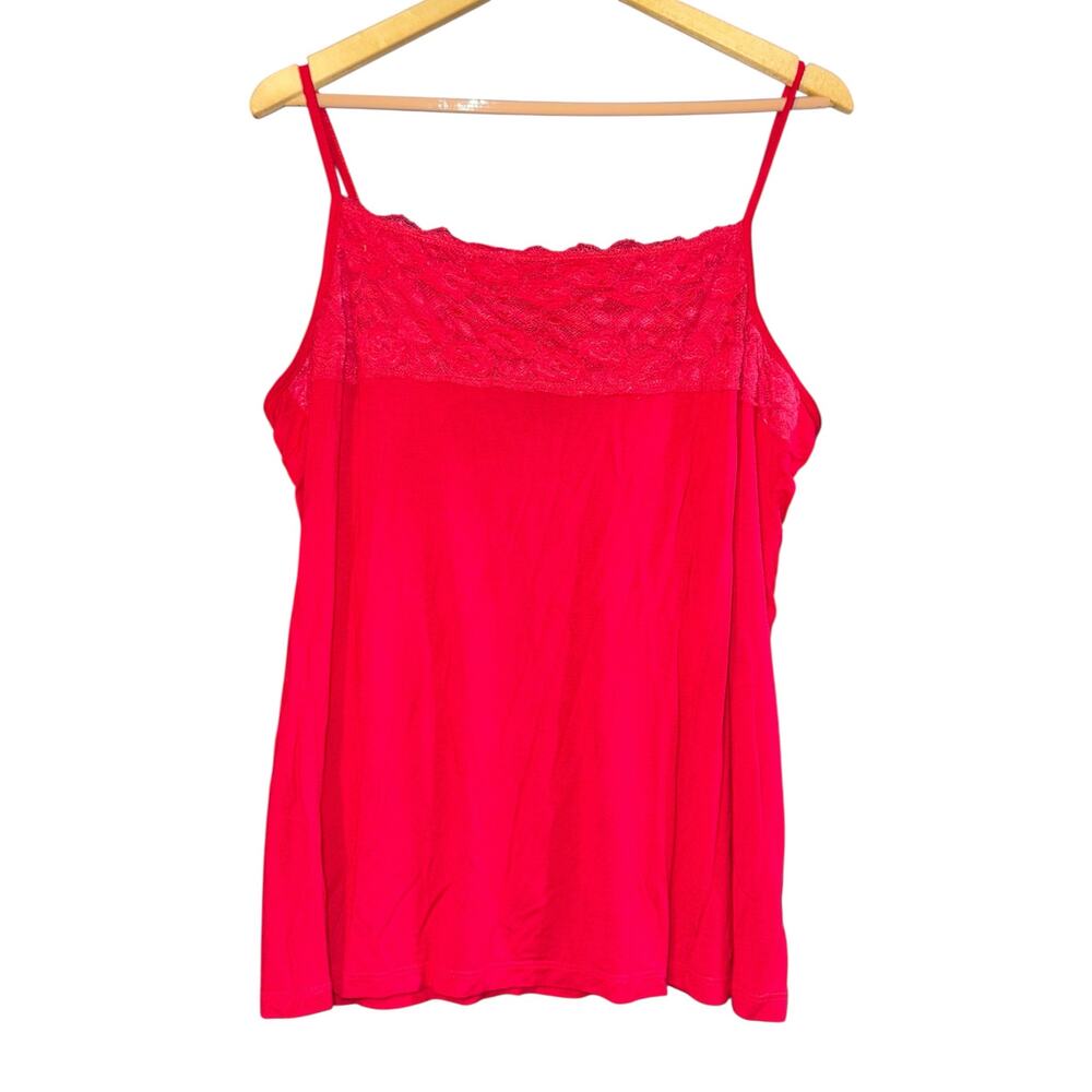 Gnw Lace Tank Layering Top Women's 1X Y2K Red Cami Camisole Stretch Fairy Grunge